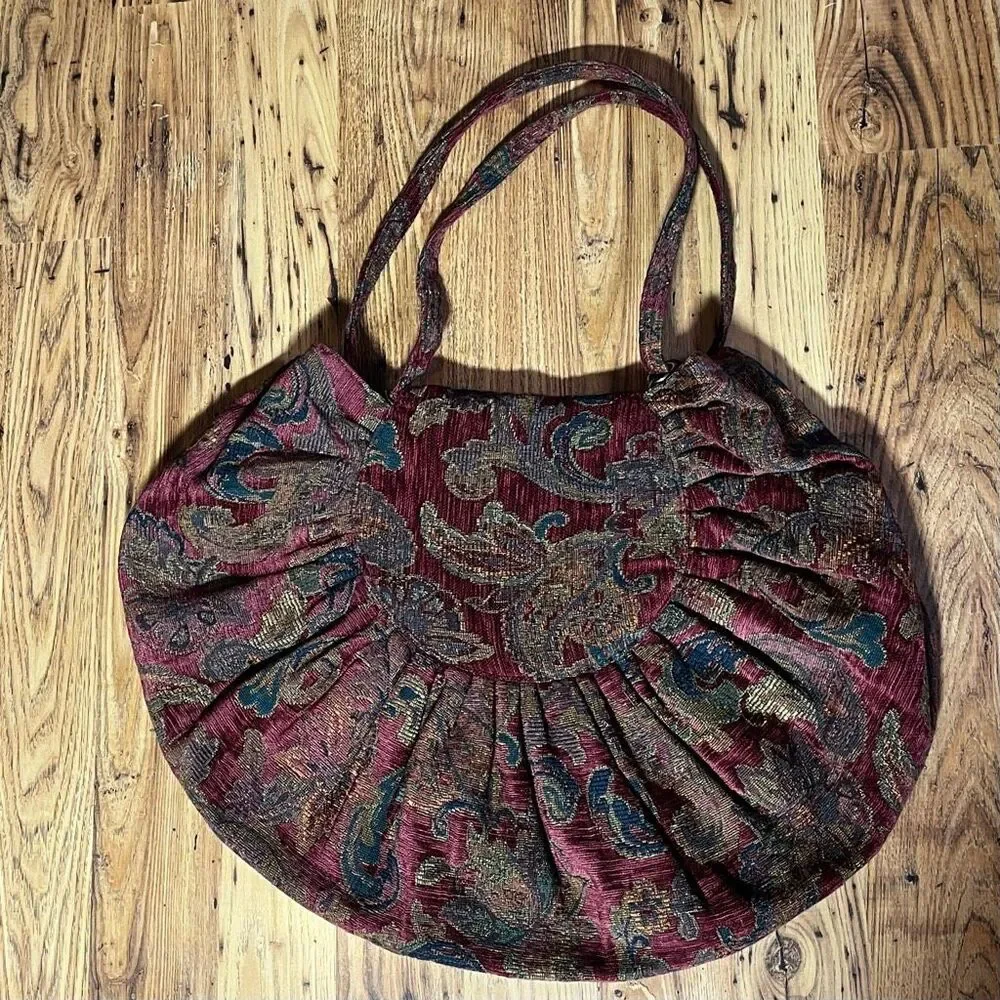 Vintage Tapestry Quilted Lined‎ Crossbody / Shoulder XL Boho Bag